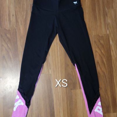 Victoria's Secret Pink XS Black White Mesh Leggings womens pants bottoms X Small